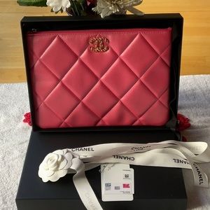 CHANEL, Bags, Chanel 9 Pouch O Case In Iridescent Pink Nwt